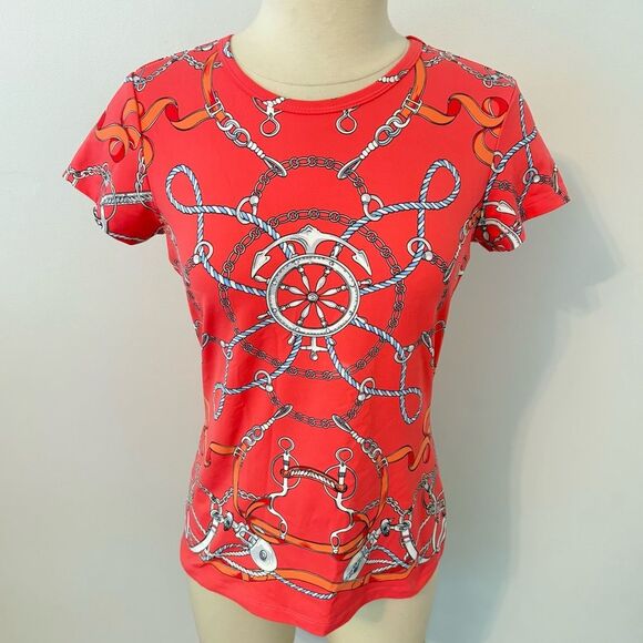 J.McLaughlin Signature Catalina Cloth T-Shirt Nautical Print Size Small - Picture 2 of 6